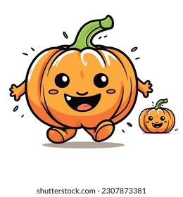 Vector Art, Cool Emoji Pumpkin cartoon illustration, cool smile, Halloween Illustration
