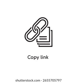 Arte vectorial del icono de Enlace de copia con documentos apilados