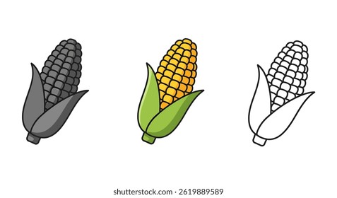 Vector Art Corn Cob Illustrations Different Color Variations