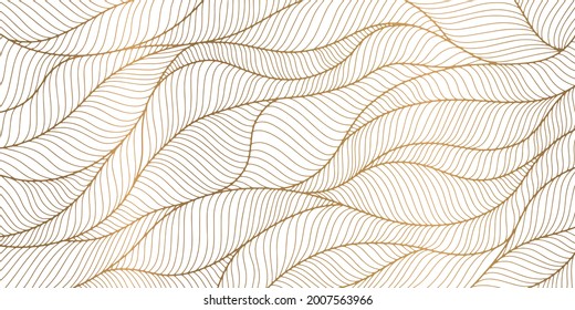 Vector art. Cover layout template. Golden wavy curved line background