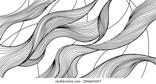 Vector art. Cover layout template. Wavy curved line background