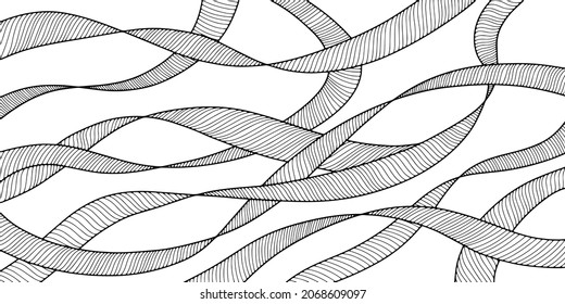 Vector art. Cover layout template. Wavy curved line background