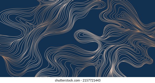 Vektorkunst. Deckblatt-Layout-Vorlage. Goldene, gewölbte Linienhintergründe