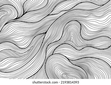 Vector art. Cover layout template. Wavy curved line background