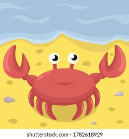 arte vectorial, cangrejo en la playa 