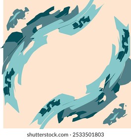 Vector art. Cream colored background with abstract pattern with four color combination.