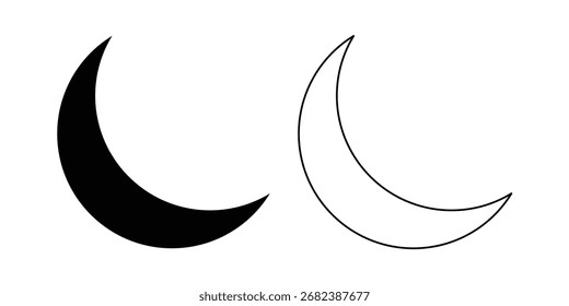 Arte vectorial de iconos de luna creciente para el diseño de la noche