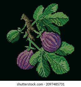 vector art cross stitch figs branch