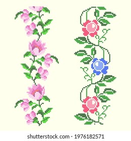 vector art cross stitch floral pattern