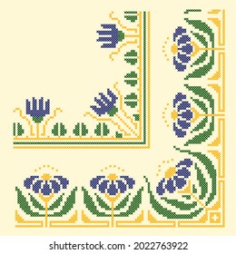 vector art cross stitch floral decor