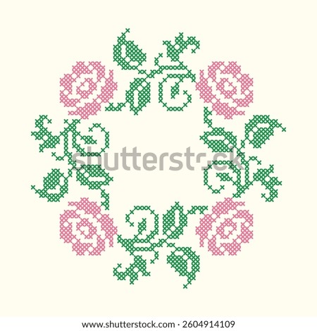 vector art cross stitch floral border