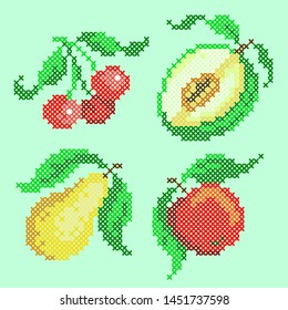 Vector Art Cross Stitch Fruits