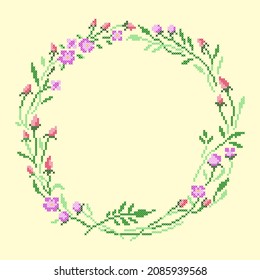 vector art cross stitch wreath