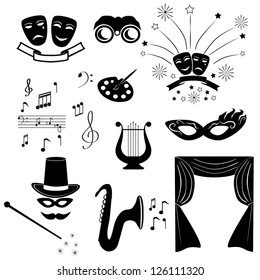 Vector Art Culture and creativity black & white set