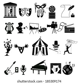 Vector Art Culture and creativity black & white set