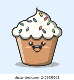 Vector art of Cup Cake cartoon style vector icon illustration