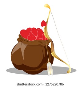 Vector art cupidodan attributes bow, arrows and hearts