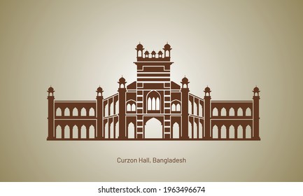 Vector art of Curzon Hall located at Bangladesh. This hall is using as a faculty building of University of Dhaka. 