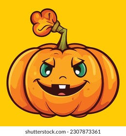 Zeichentrickgrafik von Vektorkunst, Cute und Adorable Pumpkin, Lächeln, Halloween-Illustration