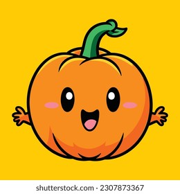 Vector Art, Cute and Adorable Pumpkin baby cartoon character, Halloween illustration