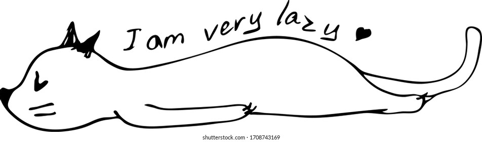 Vector art of cute boring lazy cat