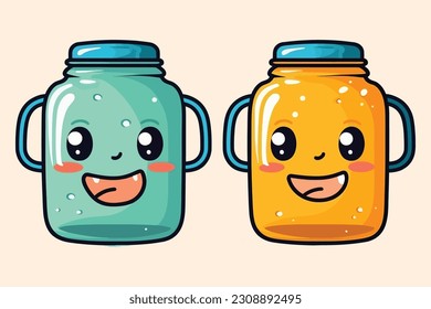Vector Art, Cute Bottle Character, High Quality Lineart
