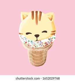 Vector art is cute cat ice cream