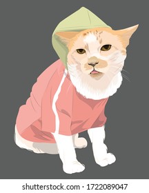 El arte vectorial es un lindo gato en pantalones rosa