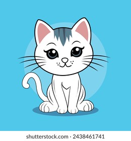 Vector Art of a Cute Cat-Sitting cartoon flat cartoon illustration. cute cat-sitting cartoon vector icon illustration. animal nature icon concept