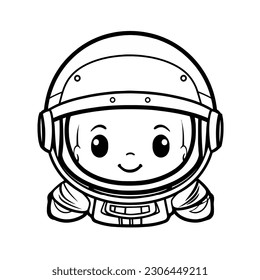 Vector Art, Cute chibi Astronaut, Lineart