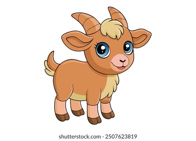 Vector art of a cute Goat on white background