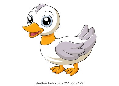 Vector art of a cute Goose on white background