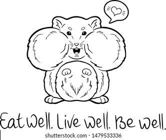 Vector art    Cute Hamster and heart sign   inspirational handwritten quote