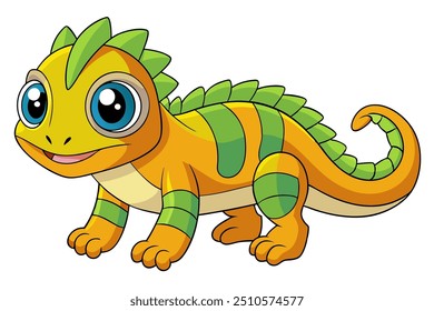 Vector art of a cute Iguana  on white background