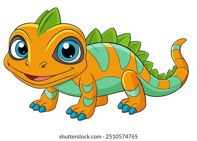 Vector art of a cute Iguana  on white background