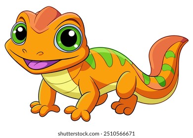 Vector art of a cute Lizard  on white background