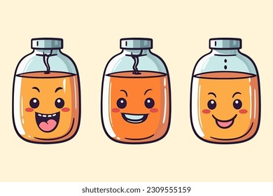 Arte vectorial, Carácter de botella de color naranja puro, lineal de alta calidad