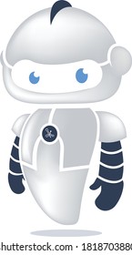 A vector art of cute robot with 3d feels. It can be used in business related in technology/ai company, or illustration. The emblem on the chest are editable