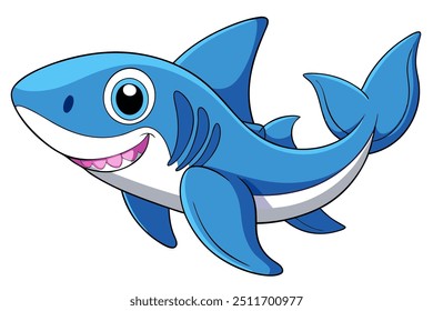 Arte vectorial de un tiburón lindo sobre fondo blanco