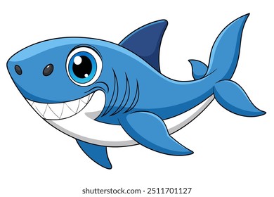 Arte vectorial de un tiburón lindo sobre fondo blanco