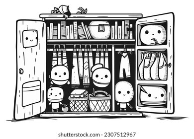 Vector Art, ilustración Cute Wardrobe