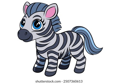 Vector art of a cute Zebra on white background