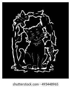 Vector Art Cutout of Cat Butterfly for Etching Design
