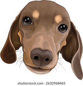 Vector art Dachshund puppy drawing cute dog brown color sausage animal pet