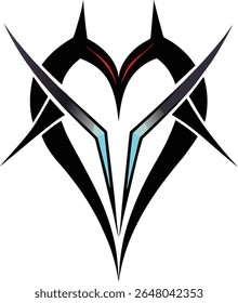 Vector art of a dark heart with sharp edges isolated on white background