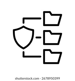 Vector art of data protection icon for secure file management line icon vector illustration