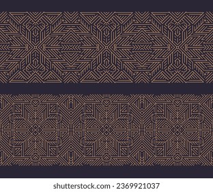 Vector art deco abstract geometric design templates for luxury products, seamless. Geometric golden background, banners, elements, dividers. Use for branding, decoration