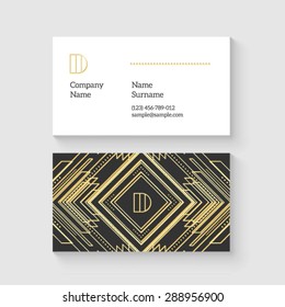 Vector art deco business card template. High quality design element.