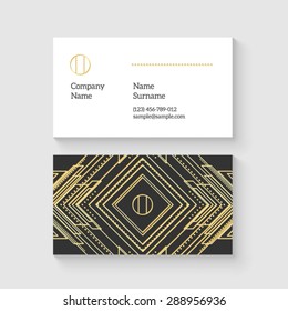 Vector art deco business card template. High quality design element.