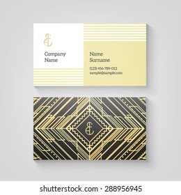 Vector art deco business card template. High quality design element.